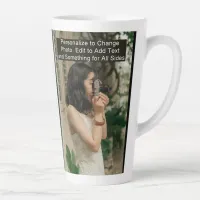 Custom One Photo Artwork Slogan Large Latte Mug