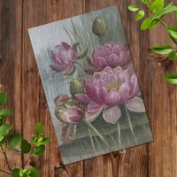 Ellis Rowan Pink Water Lily Vintage Flowers Jigsaw Puzzle