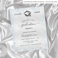 Graduation silver light blue budget invitation flyer