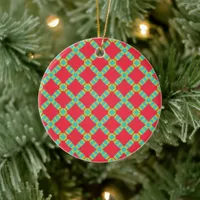 Christmas Holiday Charm Pattern 07 - Personalized Ceramic Ornament