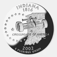 State Quarter of Indiana Reverse Side Faux Classic Round Sticker