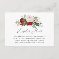 Burgundy - Marsala Floral Bridal Shower Display Enclosure Card