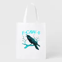 Crow F-Caw-F Funny Bird Retro Design Creative Styl Grocery Bag
