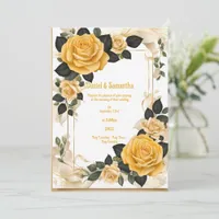 Romantic yellow Rose Wedding Invitations