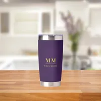 Purple custom monogram initials name insulated tumbler