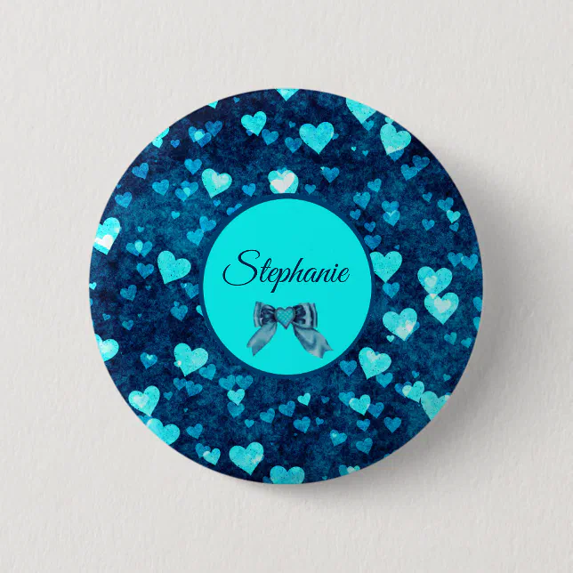 Vivid Blue Hearts Button