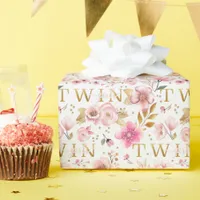 Twin Girls Blush Pink Baby Shower Wrap Wrapping Paper