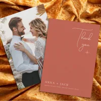 Terracotta Wedding Photo Thank You Card