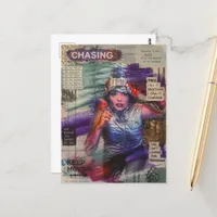 Woman Chasing Her Dreams Collage Postcard