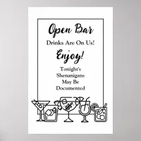 Funny Open Bar Wedding Sign