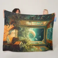 Out of this World - Room with a planetary View Fleece Blanket