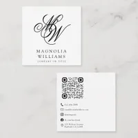 Monogram QR Code Minimalist  Square Business Card