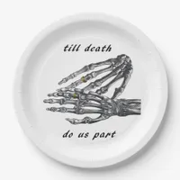 Till Death Do Us Part Skeleton Hands Cream Classic Paper Plates