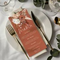 Rustic Florals Pampas Grasses Wedding Terracotta  Menu