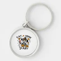 Eat Drink And Be Scary Halloween Pumpkin Miniature Keychain