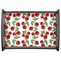 Red Cherries Graphic All Over Pattern Serving Tray