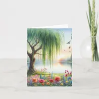 Serene Watercolor Landscape Blank Note Card