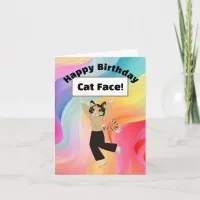 Happy Birthday Cat face cats custom funny pets  Card