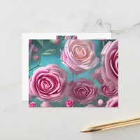 Gorgeous rose pattern in vintage look postcard