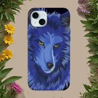 Mystical Blue Surreal Wolf Art iPhone 16 Case