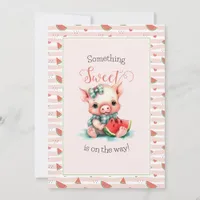 Watermelon and Baby Piglet Pink Girl Baby Shower Invitation