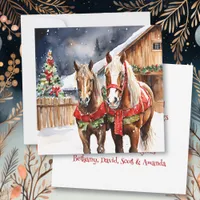 Festive Brown Horses Christmas Card