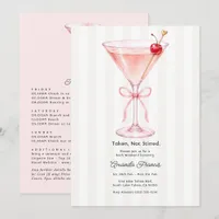 Taken Not Stirred Pink Martini Bachelorette Invitation