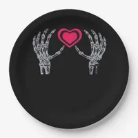 Skeleton Hands Heart Cute Paper Plates