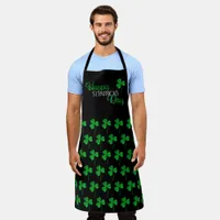 Green Sparkly Shamrocks Happy St Patrick’s Day Apron