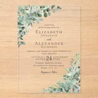 Eucalyptus Greenery Watercolor Boho Wedding Acrylic Invitations