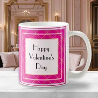 Retro Patterned Vibrant Bright Pink Geometric Coffee Mug