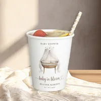 Boho Baby Shower Cups Neutral Floral Bassinet