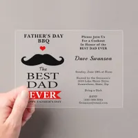 Best Dad Ever Fathers Day Mustache Luncheon BBQ Acrylic Invitations