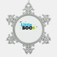 Little Boo Funny Retro Snowflake Pewter Christmas Ornament