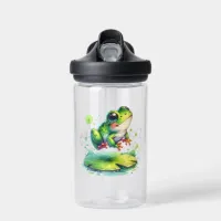 Cute Jumping Frog Whimsical Ai Art Water Bottle