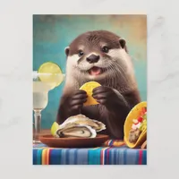 Otter Eating Tacos and Osysters Postcard