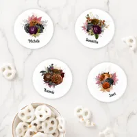 Black and Orange Floral Gothic Coaster Set