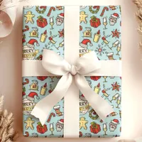 Merry Christmas Holiday Doodles Wrapping Paper