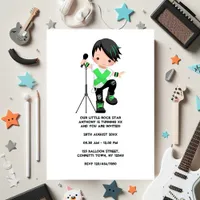 Cute Boy Rock Star Birthday Party Photo Invitation