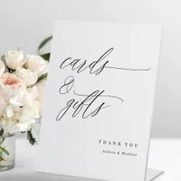 Elegant Calligraphy Wedding Cards & Gifts Pedestal Sign