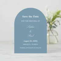 Elegant Dusty Blue Arch Save the Date