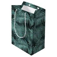 Sparkling Palm Leaves Pattern Teal ID831 Medium Gift Bag