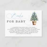 Blue Bow Christmas Tree Baby Shower Book Request Enclosure Card