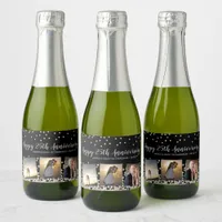 Elegant Confetti Photo Collage 25th Anniversary Sparkling Wine Label