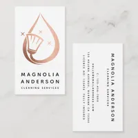 Rose Gold Foil House Cleaning Services Business Card