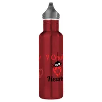 Valentine's I Crush Hearts cute spider | Stainless Steel Water Bottle