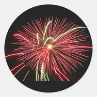 Red Fireworks Classic Round Sticker