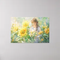 *~*  Girl Sun Flowers TV2 Stretched Canvas Print