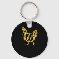 Funny Chicken F-Caw-F Hen Poultry Rooster Coop Keychain