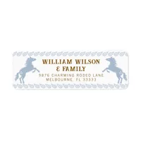 Light Blue Western Rodeo Horse Return Address Labe Label